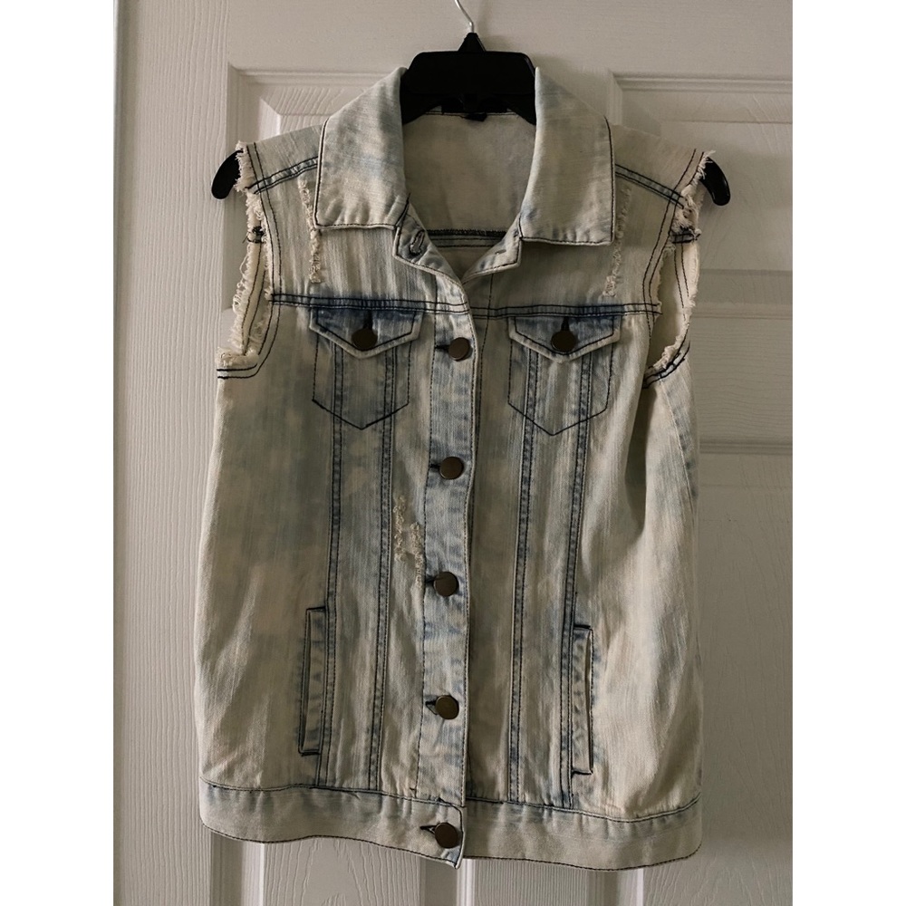 Boho Denim sleeveless vest in XS